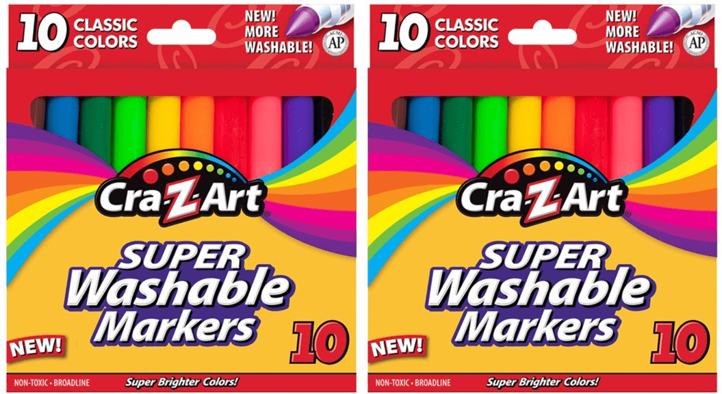 CraZArt Classic Broadline Washable Markers, 10 Count, Assorted Colors
