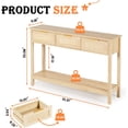 thumbnail image 5 of LAZZO 51“ Boho Rattan Console Table, Narrow Entryway Table with 3 Drawers & Open Shelf, Natural Wood Color, 5 of 9