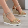 thumbnail image 4 of HAOTAGS Casual Walking Sandals for Ladies Platform Summer Wedge Sandals Gold Size 7.5, 4 of 9