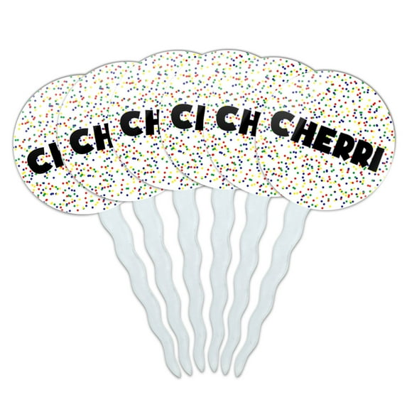 Cherri Cupcake Picks Toppers - Set of 6 - Mutlicolored Speckles