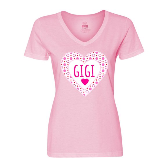 Inktastic Gigi Pink Valentine Hearts Women's V-Neck T-Shirt