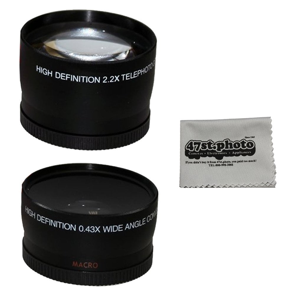 tabak zout Toerist 58MM 2.2x Telephoto and 0.43X Wide Angle High Definition w/ Macro Portion  Lenses for CANON REBEL T5i T4i T3i T3 T2i T2 T1i XTi XT XSi XS SL1 7D and  Microfiber Lens