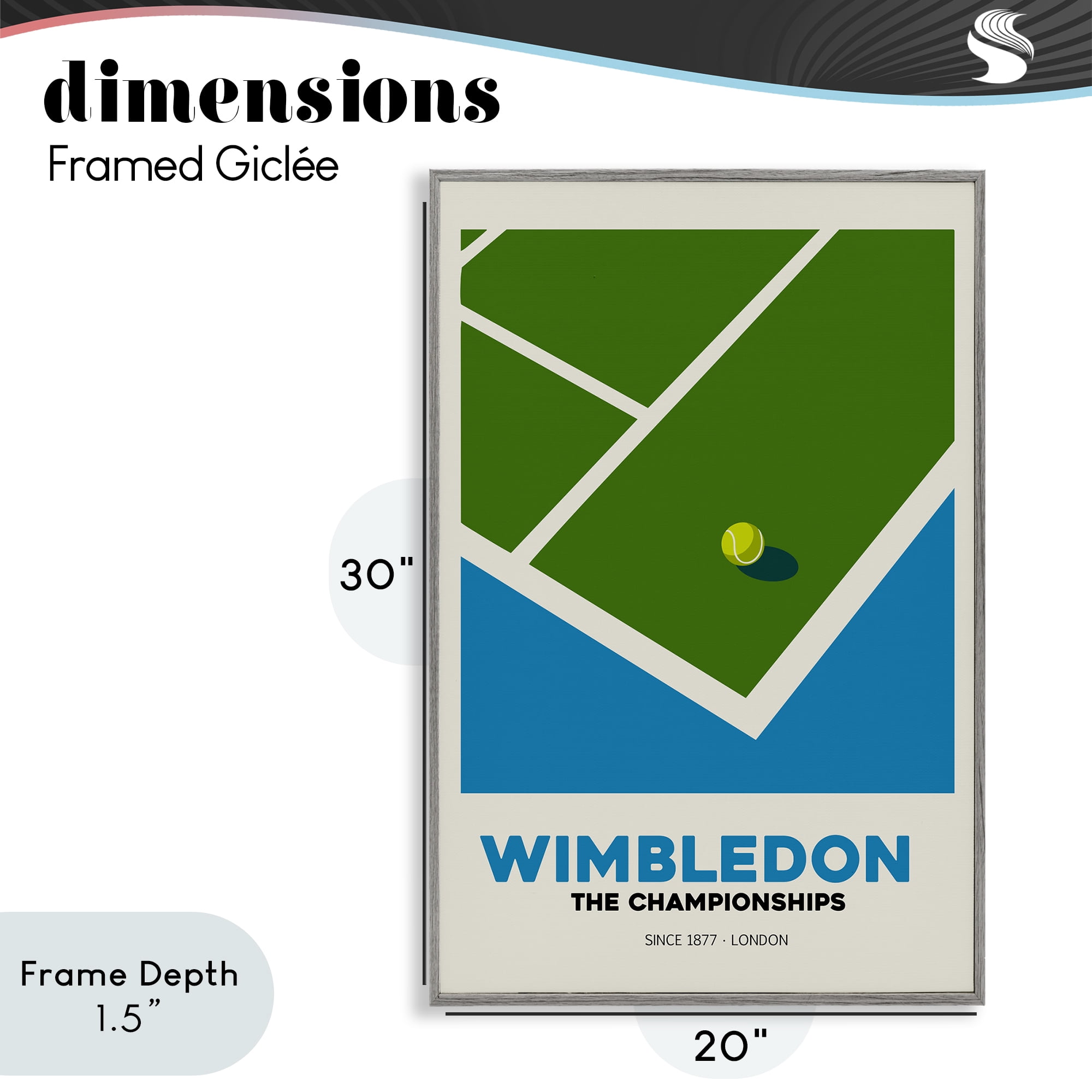 Stupell Industries Wimbledon Tennis Court Gray Framed Giclee Art, design by Andreas Magnusson