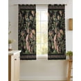 thumbnail image 4 of Black Spring Floral Sheer Curtains 39 Inch Length 2 Panels Set for Living Room/Bedroom, Elegant Pastoral Flowers Birds Retro Art Kitchen Curtains Grommet Curtains Window Treatments 27.5"x39"x2, 4 of 7