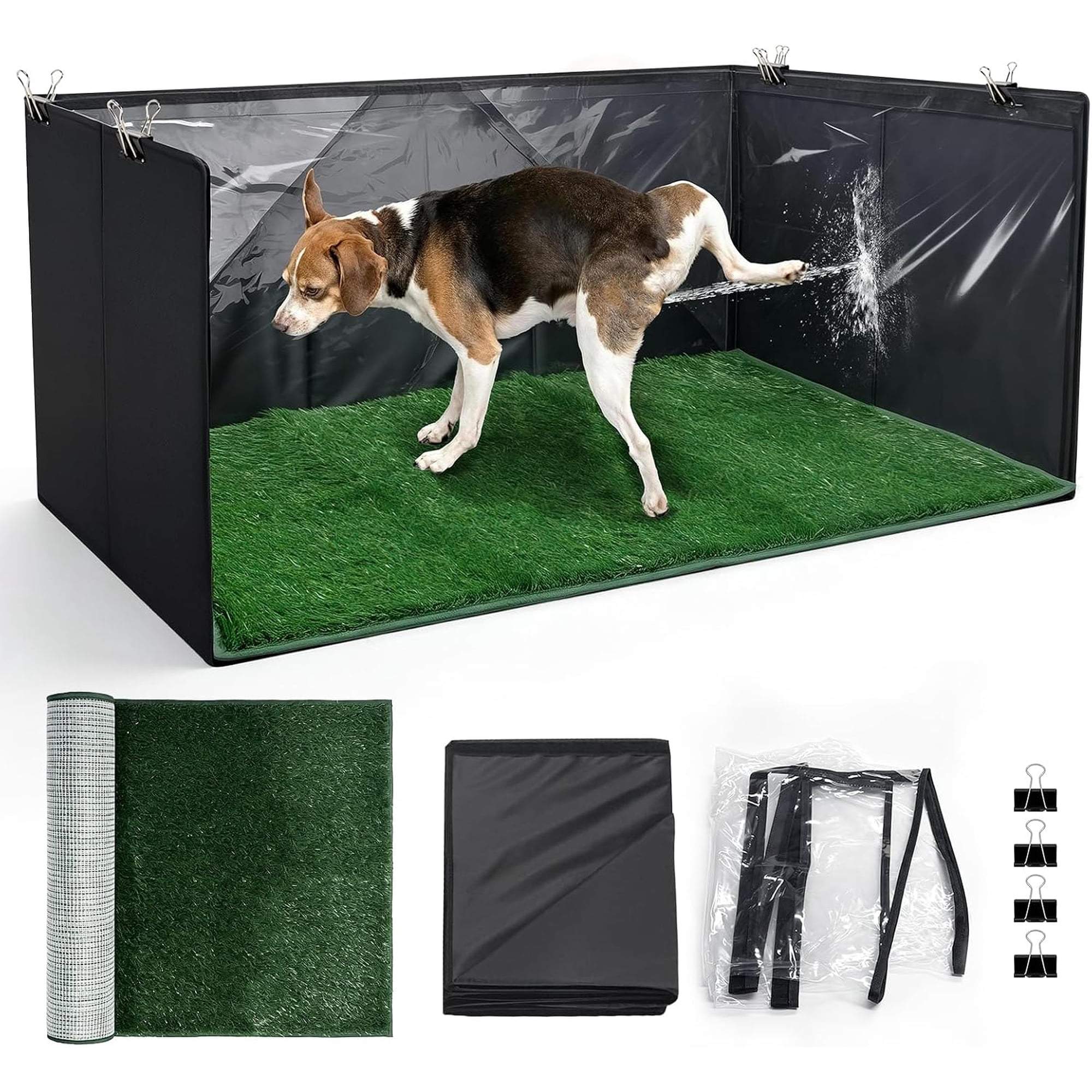 High Walls Dog Litter Box with Artificial Grass Waterproof PVC Liner