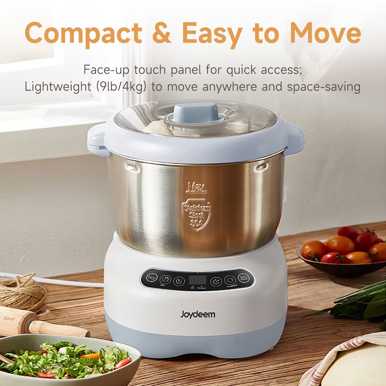 7L Electric Dough Mixer With Ferment Function – Stainless Steel Whisk, Top Window For Adding Ingredients, Perfect For Bread & Pizza Dough (Black)