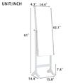 thumbnail image 4 of Mirror Jewelry Cabinet with 6 LED Lights, Lockable Standing Jewelry Armoire with Full-length Mirror, Storage Organizer with Drawers and Shelves, 3 Angles Adjustable, White, D8821, 4 of 8