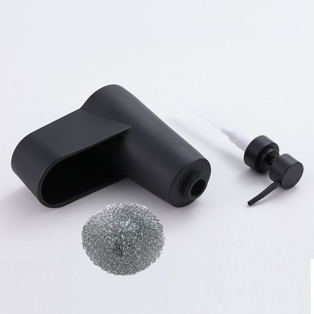 Dispensador de jabón para lavar platos, bomba de jabón líquido para manos con bola de acero para baño y fregadero de cocina (negro)