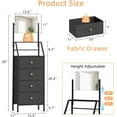 thumbnail image 3 of Dresser with Mirror, 4 Drawers Dresser with 2-Tier Shelves, Freestanding Fabric Chest of Drawers for Small Space, Tall Narrow Nightstand Vanity for Bedroom, Hallway, Dorm, Rustic Brown, 15.3"W, 3 of 10