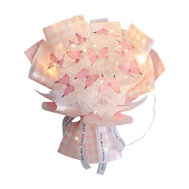 Ramo de mariposas para cumpleaños, San Valentín, accesorios para fotos, haz tu propia flor Rosa Color 11 Mariposa