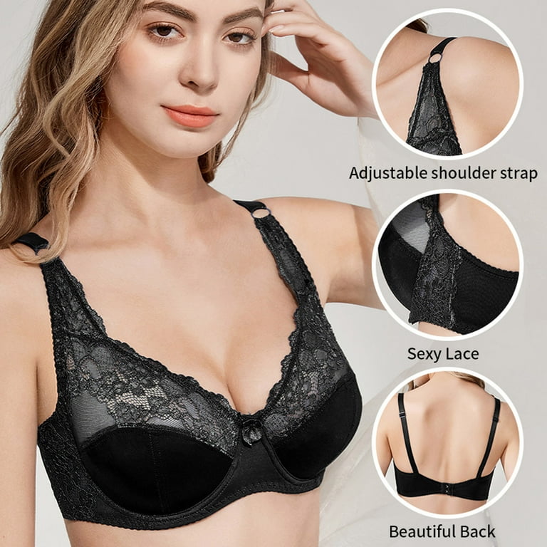 gvdentm Hands Free Pumping Bra Women's Plus Size Signature Lace Unlined  Underwire Bra with Added Support 