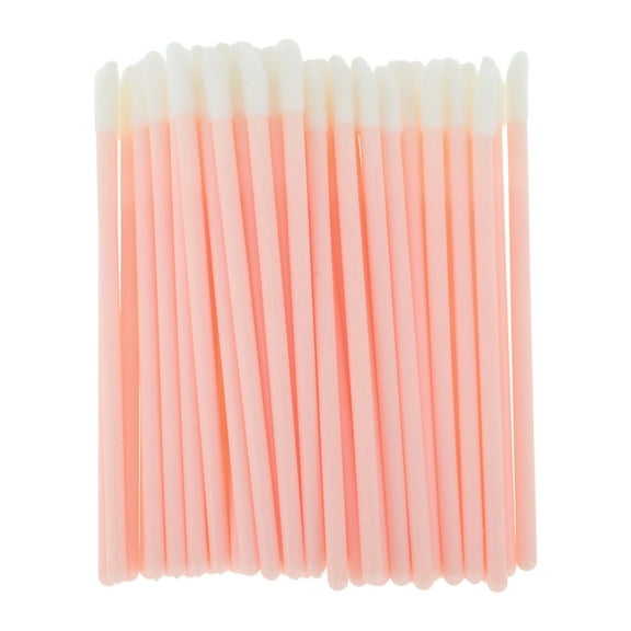Unique Bargains 50 Pcs Disposable Solid Rod Lip Brush for Vacation Light Pink Plastic Flocking