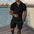 thumbnail image 2 of Rrunsv Mens Sweatsuit Mens Two Piece Outfits Sets Casual Short Sleeve Shirt and Shorts Beach Outfits Sets Black,XXL, 2 of 4