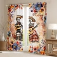 thumbnail image 2 of Homewish Couple Romantic Skeleton Blackout Curtains Set of 2 (52x84 Each), Rustic Groovy Floral Window Curtains, Valentines Day Curtains and Drapes, Blackout Curtains Home Decor, 2 of 6
