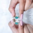 thumbnail image 5 of Rosec Jewels Womens Emerald Cut Emerald and Princess Cut Diamond Ring in Bezel Setting, Emerald East West Ring, 14K White Gold, US 3.50, 5 of 8