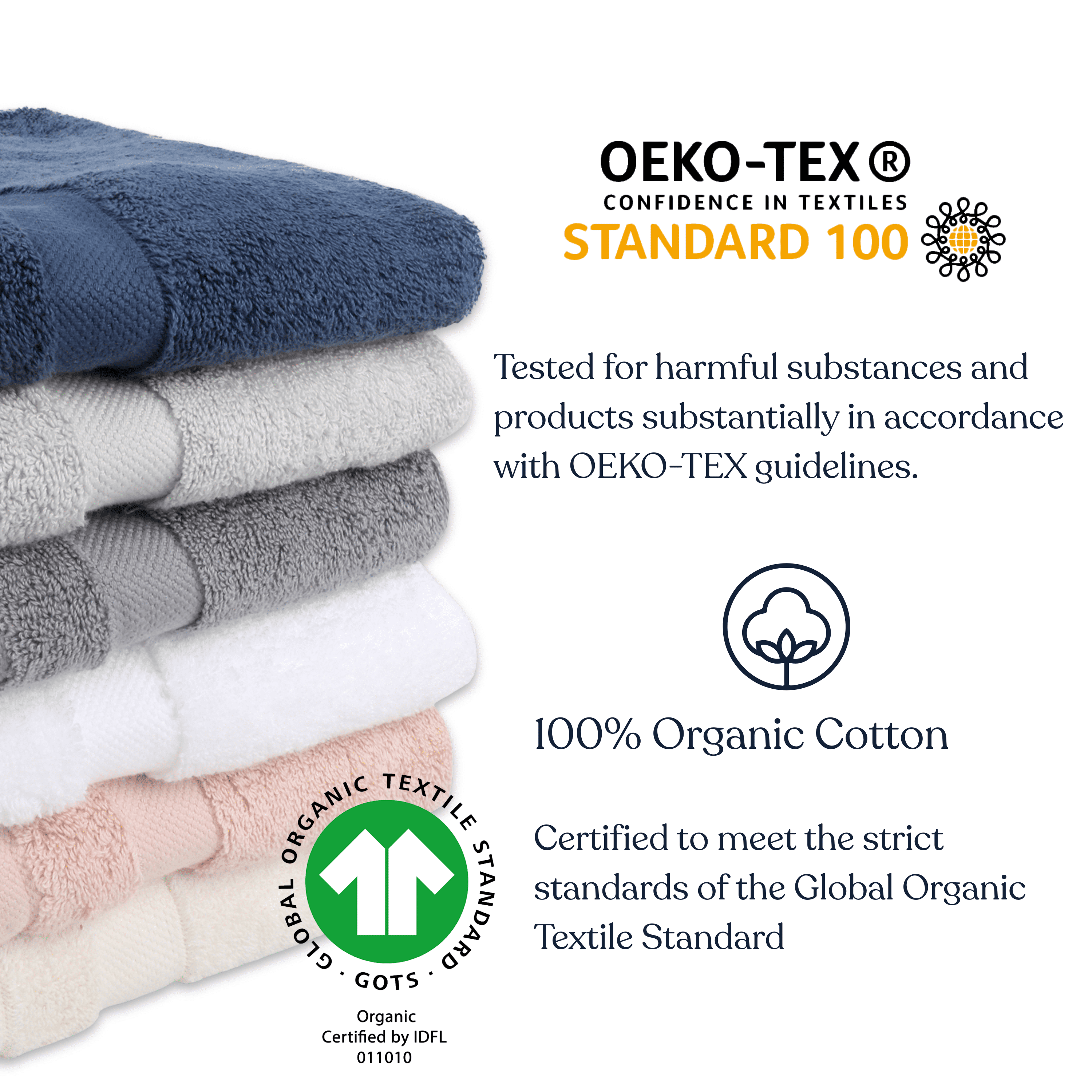 Delara 20-Piece Organic Cotton Towel Set, 650 GSM Luxury Plush, Quick Dry & Ultra-Absorbent, GOTS & OEKO-TEX Certified, Ivory