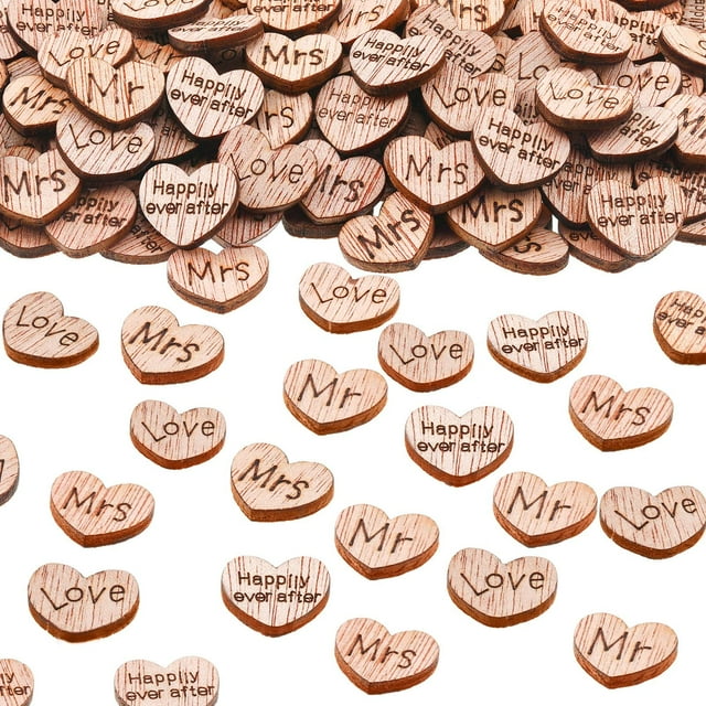 1000 Pcs Wood Heart Confetti Rustic Wedding Table Decorations Small Mr Mrs Love Cake Decoration Valentine Gift for Wedding Valentine Party Table Cake Decor(Romantic Style)