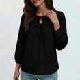 thumbnail image 4 of CYMMPU Women's Summer Basic 3/4 Sleeve Crew Neck Blouse Top, Casual Lightweight Long Sleeve Top for Ladies Black S, 4 of 6