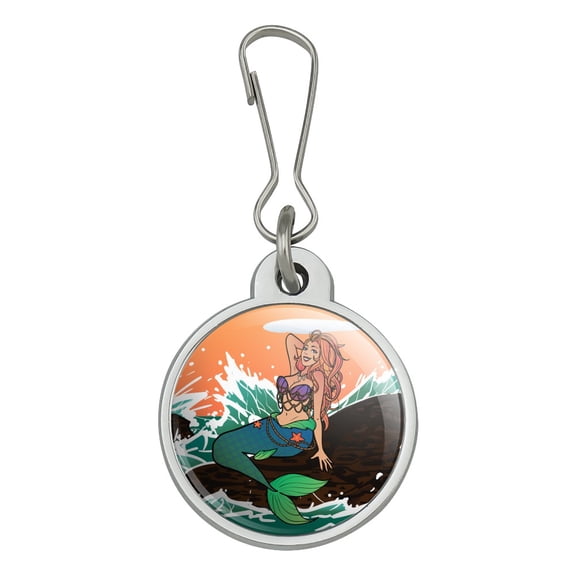 Sexy Mermaid On Rock Jacket Handbag Purse Luggage Backpack Zipper Pull Charm