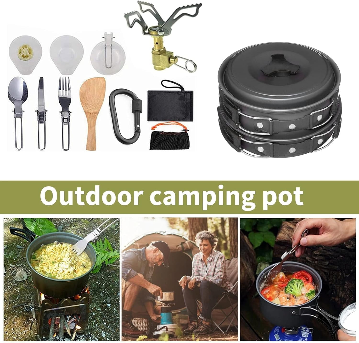 Camping Cookware Kit Outdoor Aluminum Cooking Set Travelling Hiking Picnic BBQ Tableware Equipment Kettle Pots Kitchenware