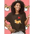 thumbnail image 2 of Welsh Corgi W Heart Balloon T-Shirt Women -Image by Shutterstock, Female 5X-Large, 2 of 4