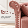 thumbnail image 4 of Miniyam Velvet Chaise Lounge Chair, Tufted Accent Chair with Nailhead Trim and Solid Wood Legs, Pink, 4 of 7