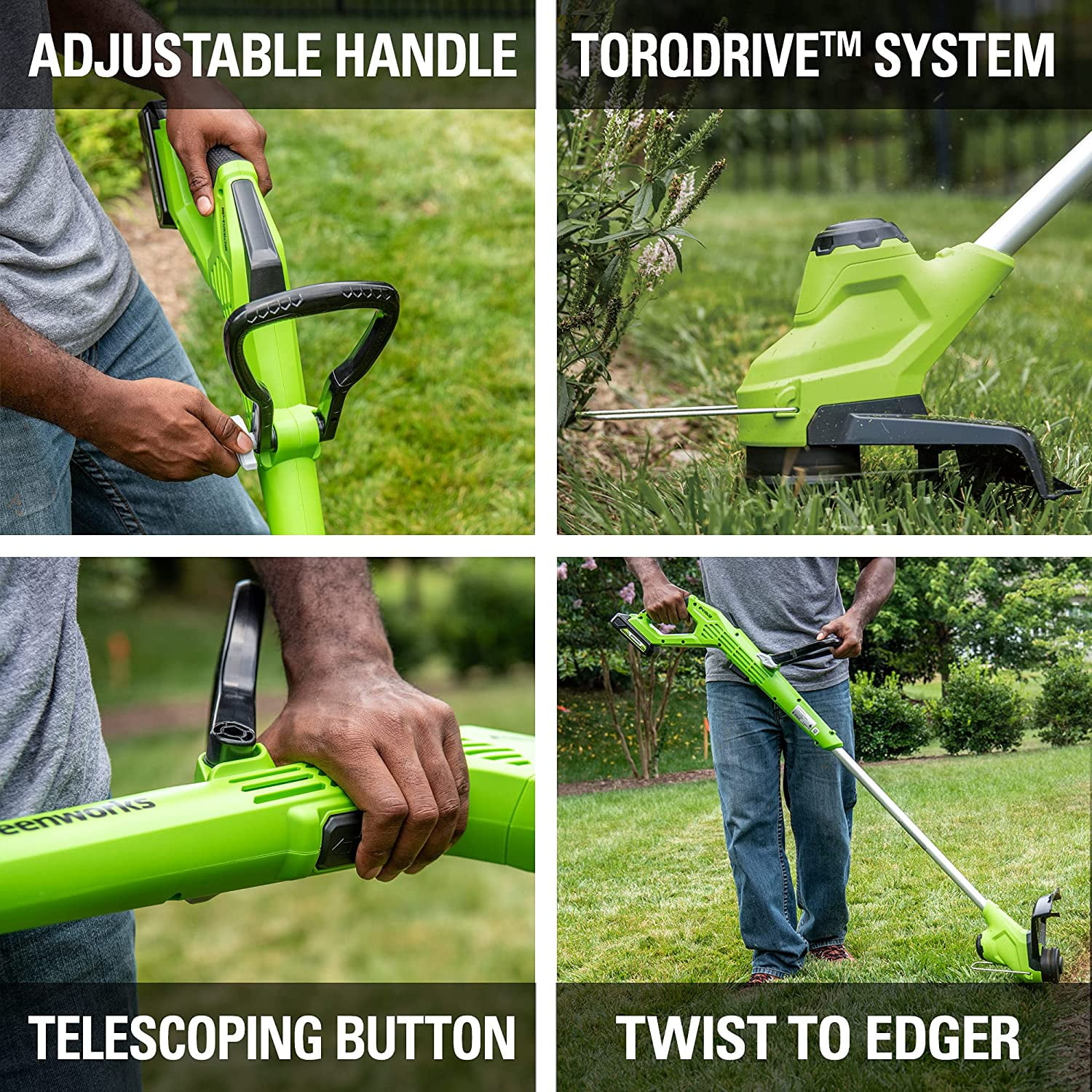 Greenworks 24 V TORQDRIVE String Trimmer with 2 Ah USB Battery and Charger 12-inch 2104502AZ