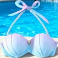 thumbnail image 5 of JSGEK Women's Bow Detail Bikini Set Adjustable Straps Soft Fabric Beach Vacation Casual Wear Blue M, 5 of 6