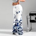 thumbnail image 4 of Women's Fashion Loose Drawstring Waist Floral Print Casual Sports Flared Pants, Elastic Joggers Sweatpants, Stylish Yoga Pants for Women,Blue,2XL, 4 of 8