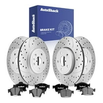 AutoShack Front & Rear Drilled Slotted Brake Rotors Ceramic Brake Pads | Replacement for Dodge Durango 2017-2021 Jeep Grand Cherokee AWD RWD | Silver Zinc Coated | 12-PC Brake Kit | SilverShield Pro