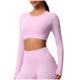 thumbnail image 3 of Top de manga larga,Camiseta informal de manga larga con cuello redondo para mujer, con estampado de cuadros suaves, para uso diario, ideal para el hogar, sopatenor, 3 of 9