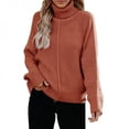 thumbnail image 1 of PENGXIANG Femmes Tricot Pulls à Col Roulé Manches Longues en Vrac Automne Hiver Pull de Base Pull Couleur Unie Pull, 1 of 6