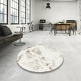 thumbnail image 4 of Ahgly Company Machine Washable Indoor Round Abstract Off White Beige Area Rugs, 6' Round, 4 of 7