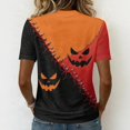 thumbnail image 5 of Trgacdwlo Halloween Pumpkin Shirts Women Novelty Vintage Ghost House Print Fall Short Sleeve Blouses for Women Cat Pumpkin Print Pullover for Women, 5 of 5