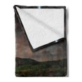 thumbnail image 2 of Nature Soft Flannel Fleece Blanket, Thunderstorm over the Meadow Valley with Scary Dark Sky Rural Farm Scenery, Cozy Plush for Indoor and Outdoor Use, 70" x 90", Yellow Green Purple, by Ambesonne, 2 of 5
