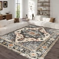 thumbnail image 3 of 8x10 Area Rugs for Living Room,Non-Slip Backing Washable Rugs,Vintage Large Area Rug,Stain Resistant Home Decor Rug, Black, 3 of 6