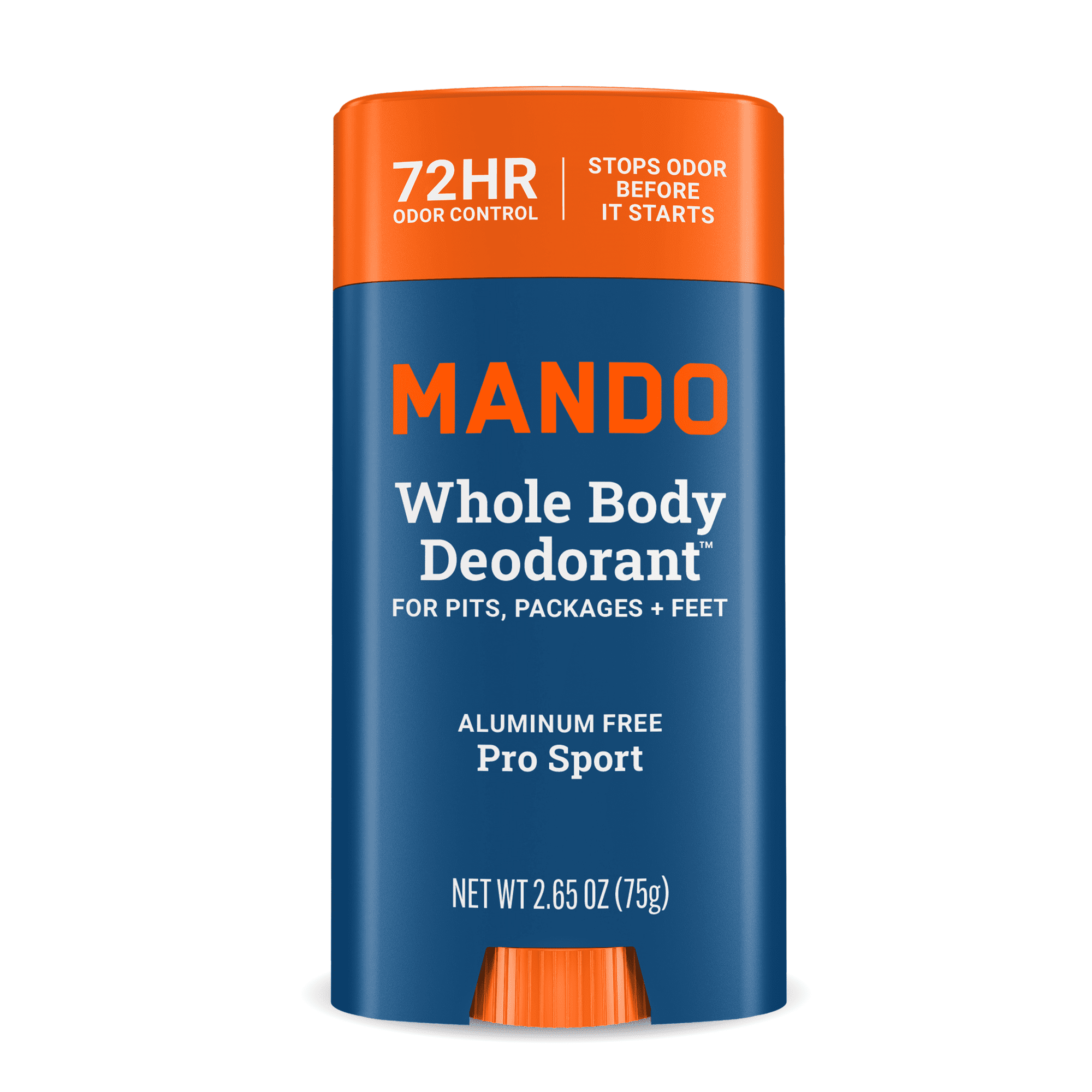 Mando Whole Body Deodorant Stick for Men, Aluminum-Free, 72-Hour Odor Control, Pro Sport, 2.65 oz