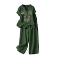 thumbnail image 5 of Womens 2 Piece Linen Suits Cute Summer Flowy Matching Suit Boho Flowy Embroidered Tops Wide Leg Pants Casual Sets, 5 of 6