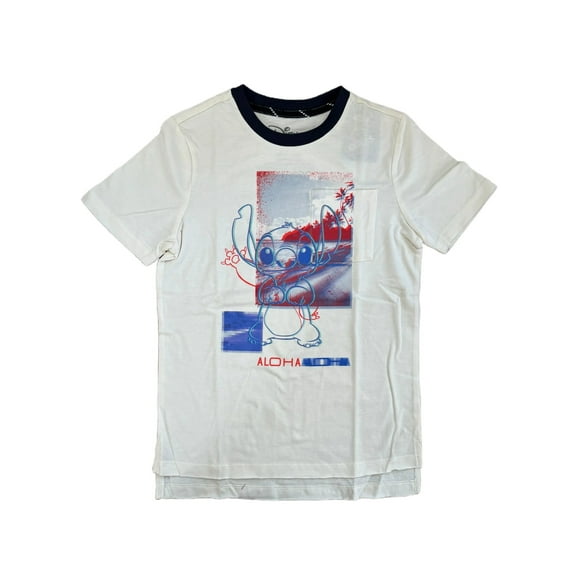 Disney's Lilo & Stitch Big Girl's Ivory Stitch T-Shirt w/Pocket - Medium (8-10)