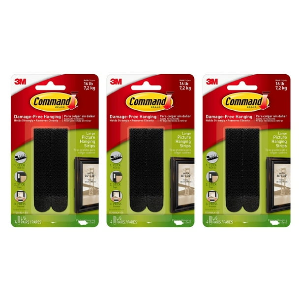 3M Command Large Picture Hanging Strips Damage Free Adhesive 4 Sets