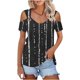 thumbnail image 4 of Pantalones Cortos para Mujeres Sexy No Posicionamiento Impreso Cuello en V Manga Corta Suelta Superior, Blusa Casual de Poliéster, Lavado a Mano Primavera Verano, 4 of 9