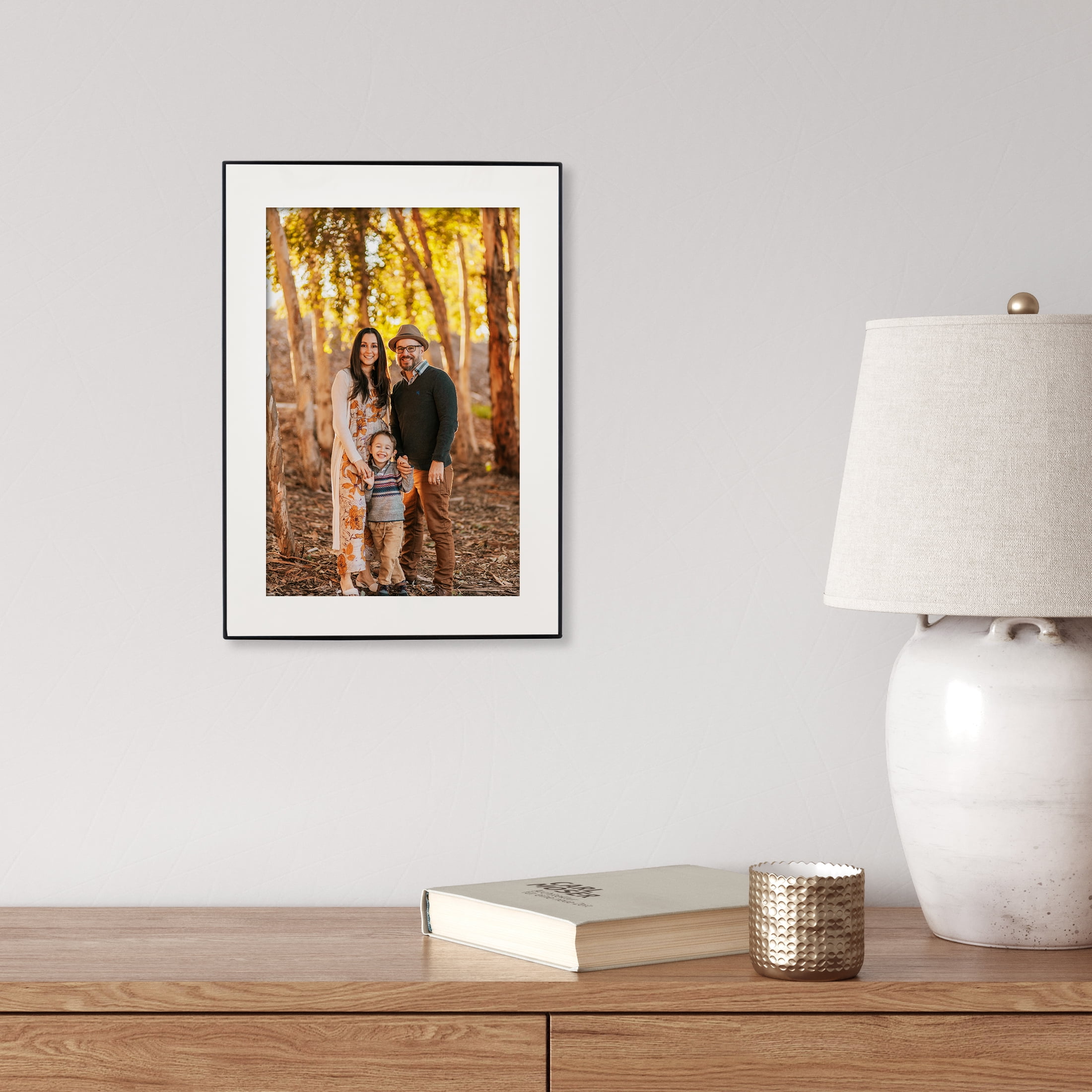 Mainstays 7x9 Matted to 5x7 Front Loading Tabletop Picture Frames, Black, Set of 6