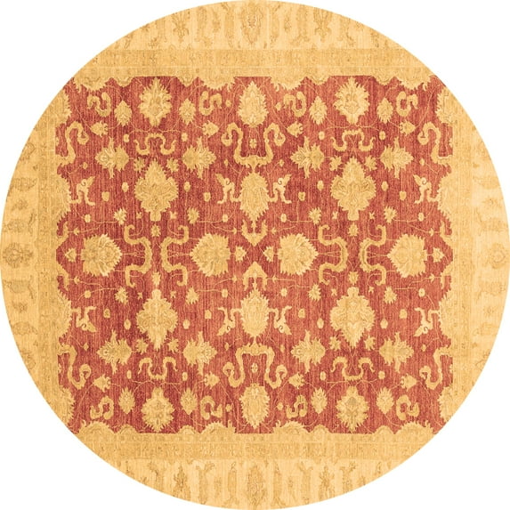 Ahgly Company Indoor Round Oriental Brown Modern Area Rugs, 8' Round