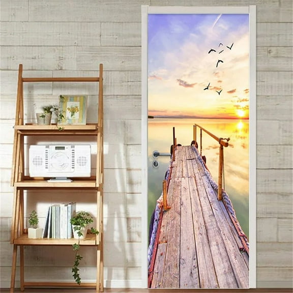 Flower Self-Adhesive Door Sticker for Living Room Bedroom ration Art Wallpaper Wateproof Vinyl Poste