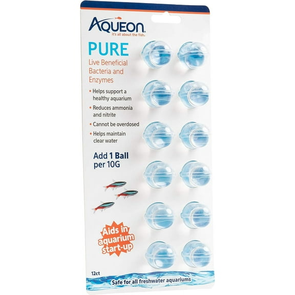 Aqueon Aqaurium Pure Live Bacteria and Enzymes Water Supplement, 10 Gallon 12 Pack