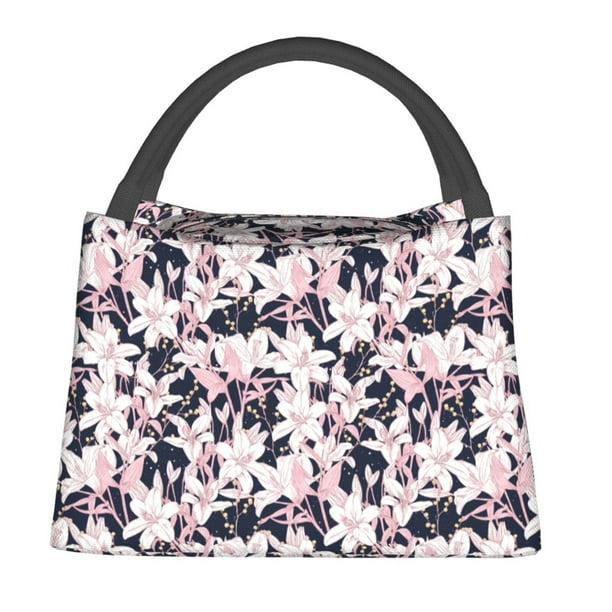 Fotbe Lilies Flowers Bolsa Térmica Portátil con Estampado, Bolsa de Entrega de Alimentos Aislada, Bolsa Reutilizable de Gran Capacidad para Comidas y Supermercado