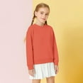 thumbnail image 3 of Mercatoo Kids Girls Cotton Sweatshirts Plain Crew Neck Long Sleeve Pullover Sweater Toddler Cute Thick Warm Lined Tops Clothes, 3 of 5