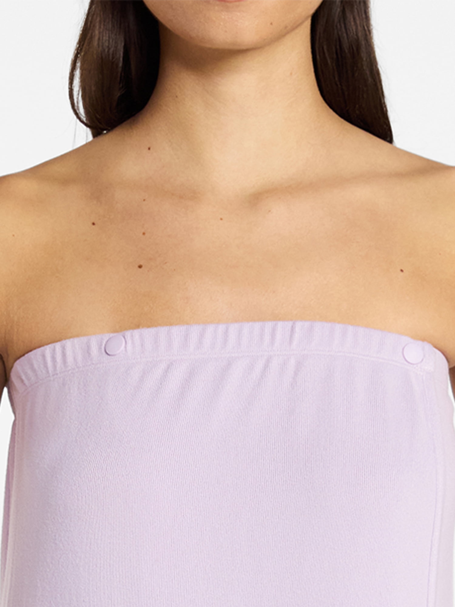 Lissome Women's Ultra Soft Stretch Knit Strapless Snap Closure Bath Wrap, Sizes S-3X