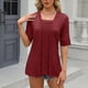 thumbnail image 4 of Fiudx Camisas de Mujer Camisas de Blusas con Cuello En V de Manga Corta de Color Sólido Casual de Moda para Mujer, 4 of 7