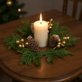 thumbnail image 3 of Christmas Candle Wreath Centerpiece with Pine Cones Berries and Greenery for Table Mantle Holiday Decorations(Green-C), 3 of 6